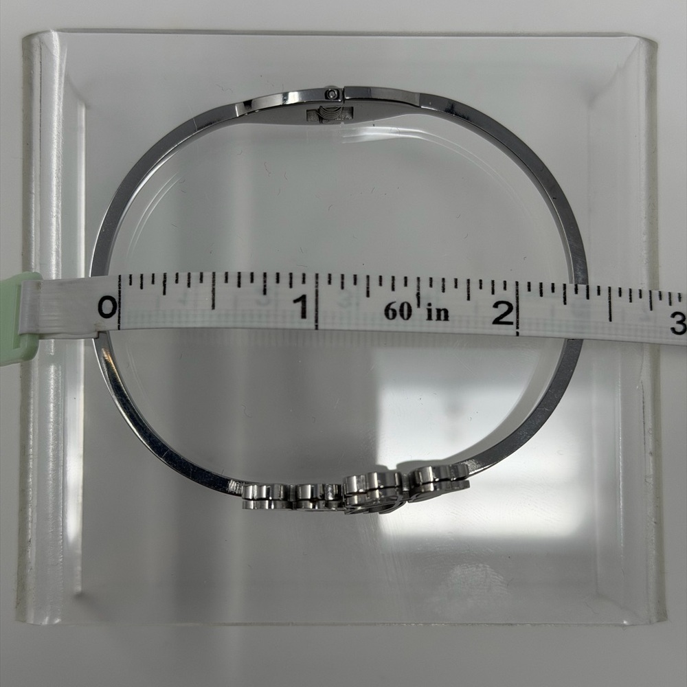 Silver Clover Hinged Bangle Bracelet - image 5